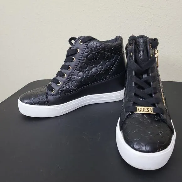Guess Womens Bending Black Round Toe Lace Up Casual Sneaker Shoes Size 9 M