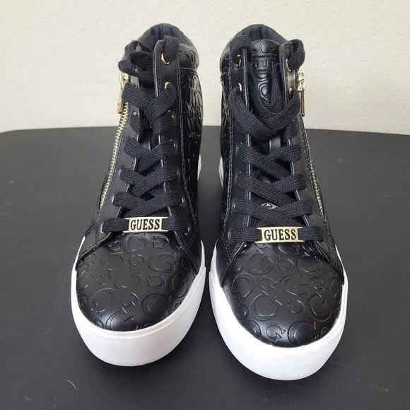 Guess Womens Bending Black Round Toe Lace Up Casual Sneaker Shoes Size 9 M