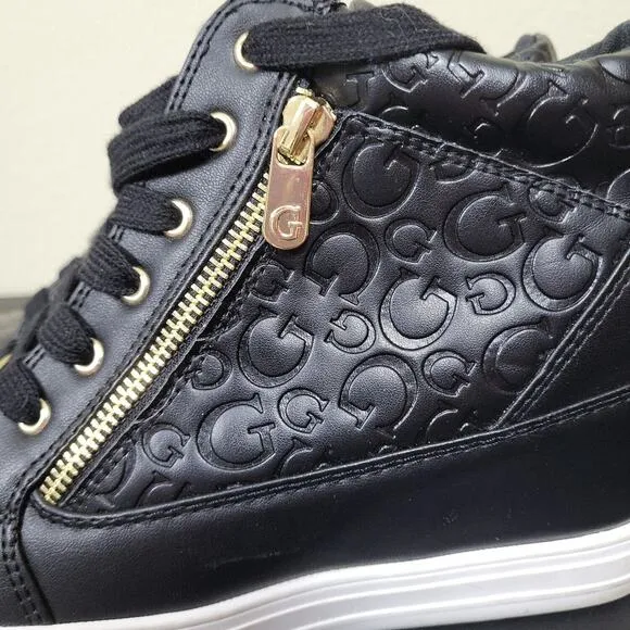 Guess Womens Bending Black Round Toe Lace Up Casual Sneaker Shoes Size 9 M