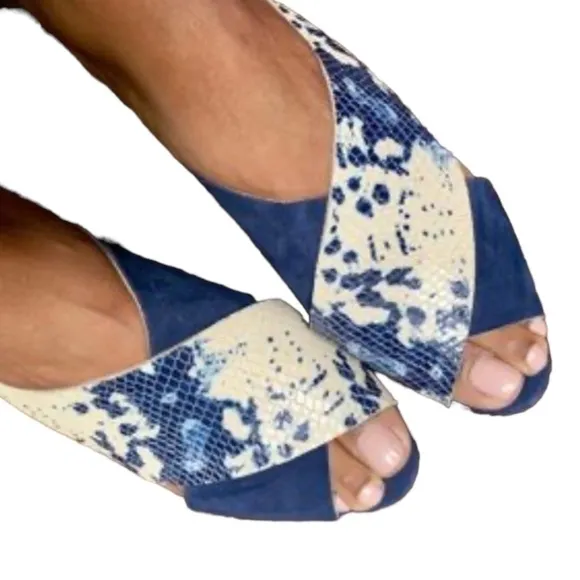 Guilhermina Heeled Sandals Straps Snake Skin Print Women's New