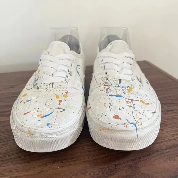 Hand Painted Vans Authentic sz M9/W10.5 Splatter Paint Artsy Streetwear Colorful