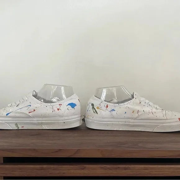 Hand Painted Vans Authentic sz M9/W10.5 Splatter Paint Artsy Streetwear Colorful