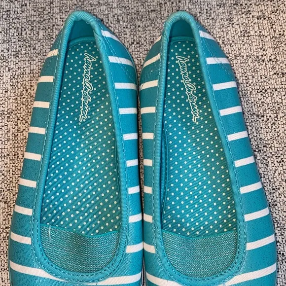 Hanna Andersson Mimmi Sneaker Teal Stripe Slip On Shoes
