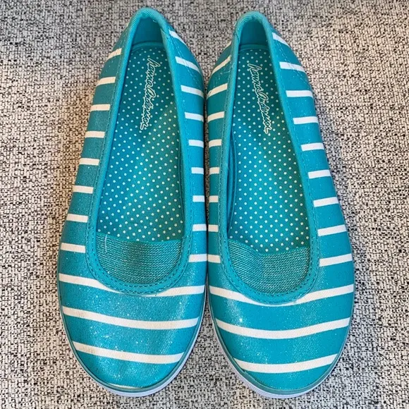 Hanna Andersson Mimmi Sneaker Teal Stripe Slip On Shoes