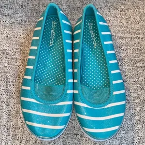 Hanna Andersson Mimmi Sneaker Teal Stripe Slip On Shoes