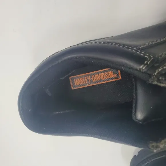 Harley-Davidson Black Leather Shoes Chunky Heels Y2K
