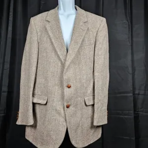 Harris Tweed Wool Jacket Vintage Men's Tailored XL (Brown)