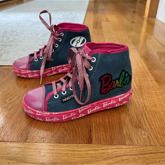 HEELYS Youth Kids Barbie Hustle High Top Wheels Skate Sneaker Shoes 3 Little kid