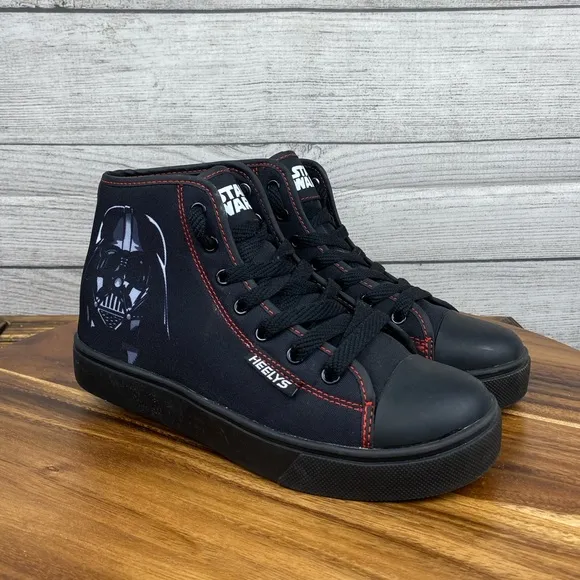 Heelys Youth Star Wars Darth Vader Black Hustle High Top Wheel Shoes Kids Size 5