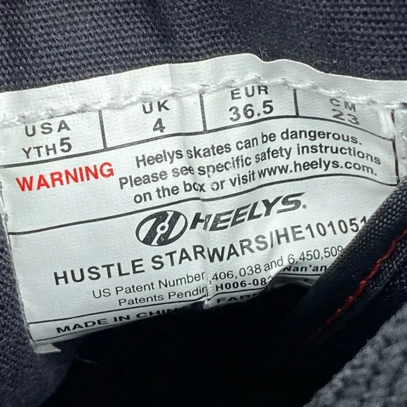 Heelys Youth Star Wars Darth Vader Black Hustle High Top Wheel Shoes Kids Size 5