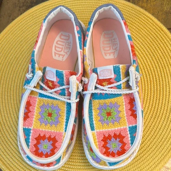 Hey Dude Crochet Colorful ladies Slip-On Shoes