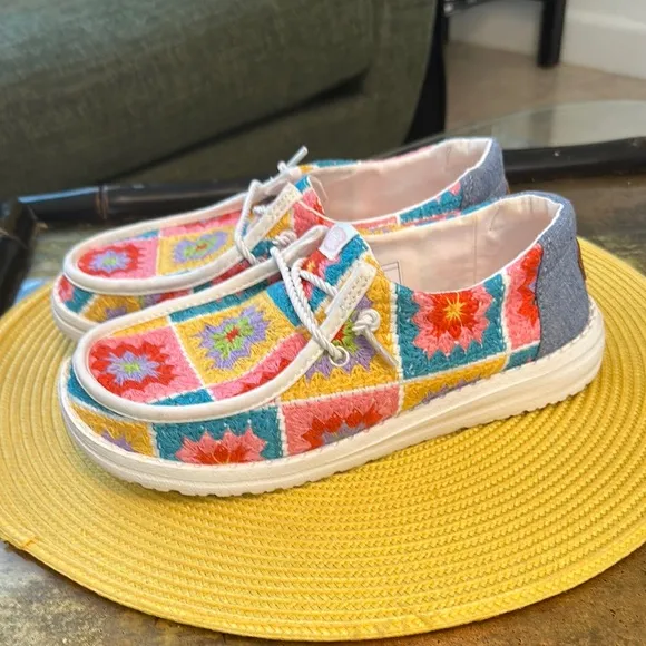 Hey Dude Crochet Colorful ladies Slip-On Shoes