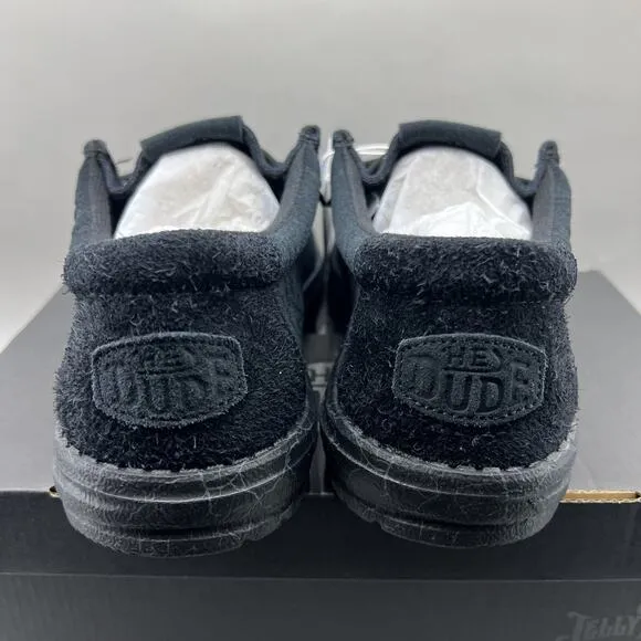 Hey Dude x Jelly Roll Wally Sneakers Men's Size 8 Black Suede Slip On Shoes NEW