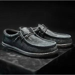 Hey Dude x Jelly Roll Wally Sneakers Men's Size 8 Black Suede Slip On Shoes NEW