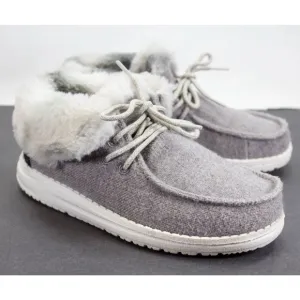 Hey Dude Youth Size US Y2  L3 Britt Sunset Gray Smoke High Top Fur Comfort Shoes