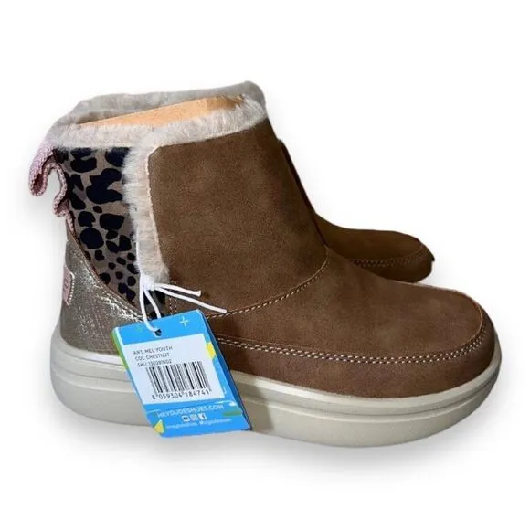 Hey Dude Mel Casual Shoes &quot;Chestnut&quot; Leopard Youth 12