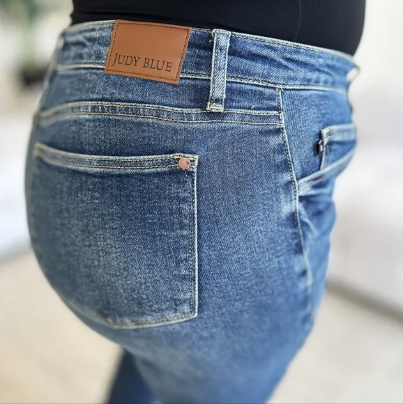High Waist Skinny Stretch Slim Retro 90s Mom Patch Pocket Jean Pants Judy Blue