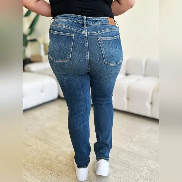 High Waist Skinny Stretch Slim Retro 90s Mom Patch Pocket Jean Pants Judy Blue