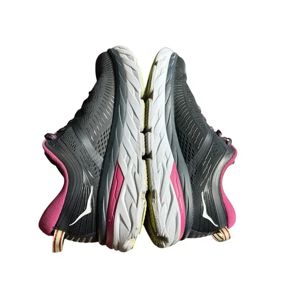 Hoka One One Bondi 7 Pink Black Running Shoes Sneakers Women's Size 9.5 #S49-6