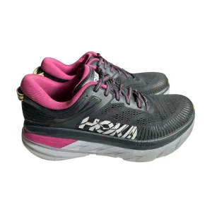 Hoka One One Bondi 7 Pink Black Running Shoes Sneakers Women's Size 9.5 #S49-6