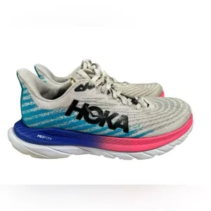 Hoka One One Womens Mach 5 Gray Pink Blue Running Shoes Sneakers Size 7B