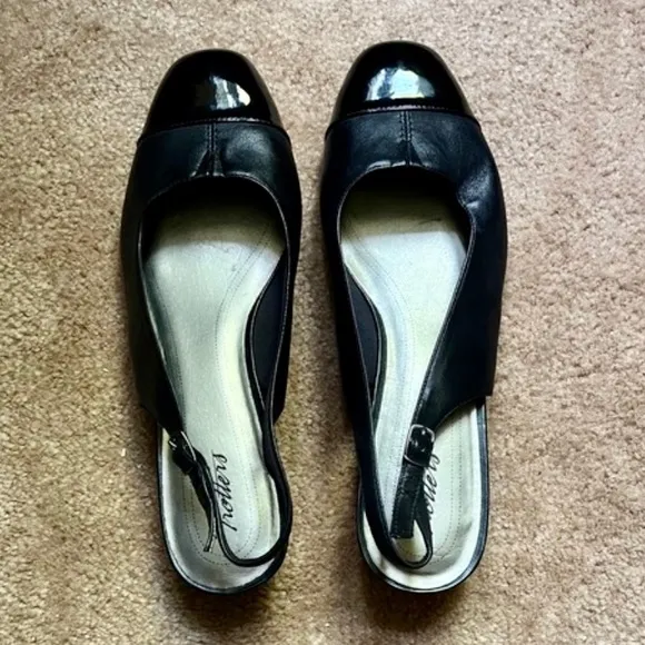 🌟HP🌟NWOB Trotters Black Leather &amp; Patent Leather Slingback 11.5W