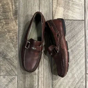 H.S.Trask “ Cobbler” Brown Leather Slip-On Loafers with Metal Buckle