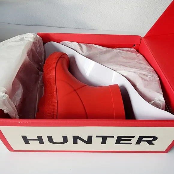 HUNTER NEW Play Rain Red Waterproof Boots Girls Boys Shoes Big Kids Size 2