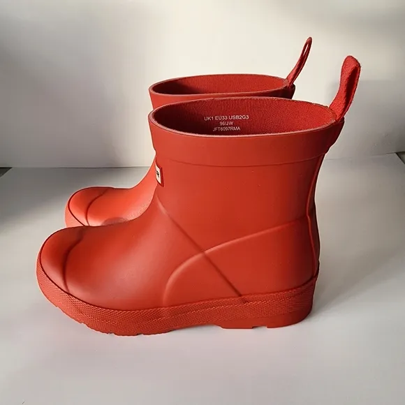HUNTER NEW Play Rain Red Waterproof Boots Girls Boys Shoes Big Kids Size 2