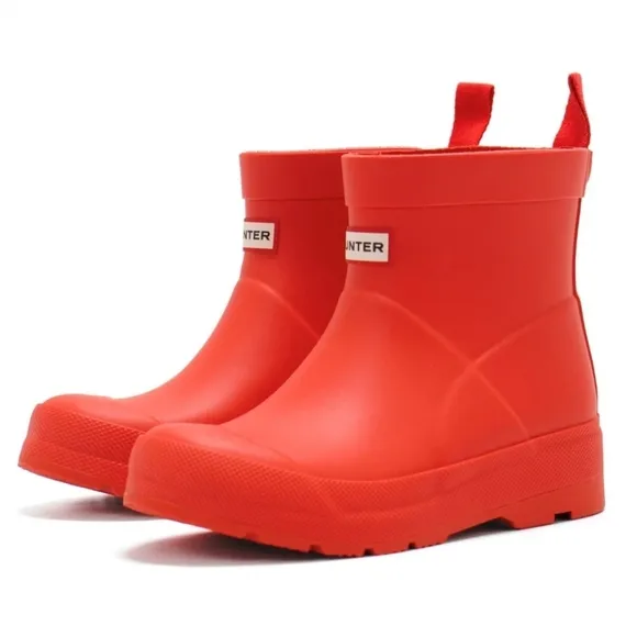 HUNTER NEW Play Rain Red Waterproof Boots Girls Boys Shoes Big Kids Size 2