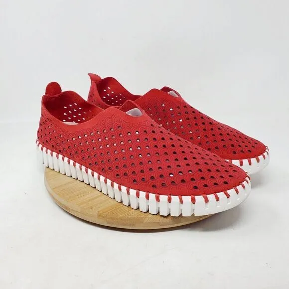 Ilse Jacobsen Tulip 139 Shoes Womens 41 Red Slip On Loafer Sneaker