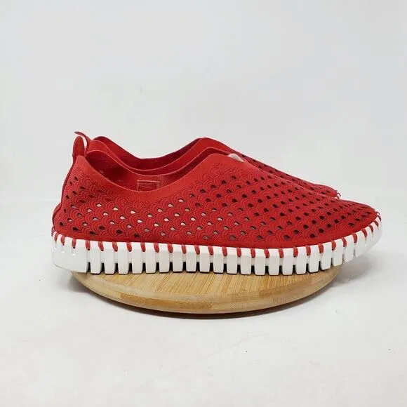 Ilse Jacobsen Tulip 139 Shoes Womens 41 Red Slip On Loafer Sneaker