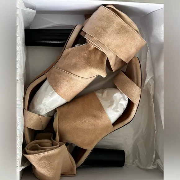IRO Paris Cream Suede Wrap Heels - new with tag and box
