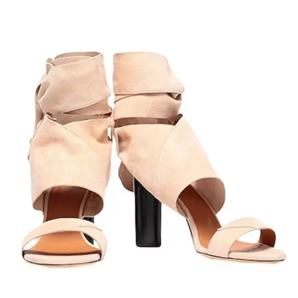 IRO Paris Cream Suede Wrap Heels - new with tag and box