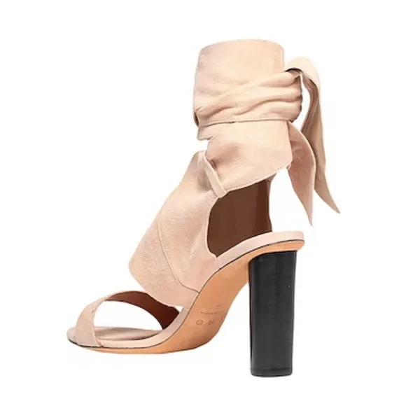 IRO Paris Cream Suede Wrap Heels - new with tag and box