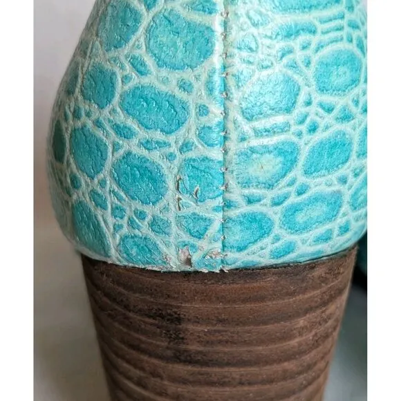 Irregular Choice Mary Jane Chunky Block Heels Shoes Strappy Turquoise Sz US 9.5