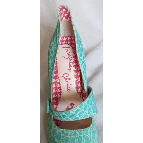 Irregular Choice Mary Jane Chunky Block Heels Shoes Strappy Turquoise Sz US 9.5