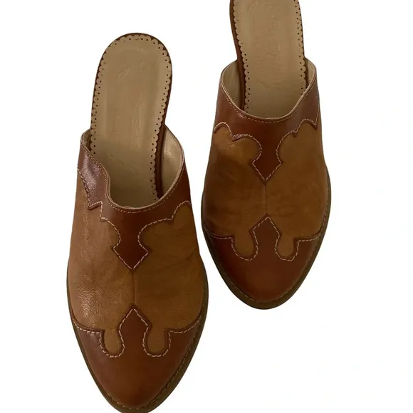 Italian Brown Genuine Leather Slip On Shoes Size 36/6