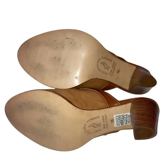 Italian Brown Genuine Leather Slip On Shoes Size 36/6