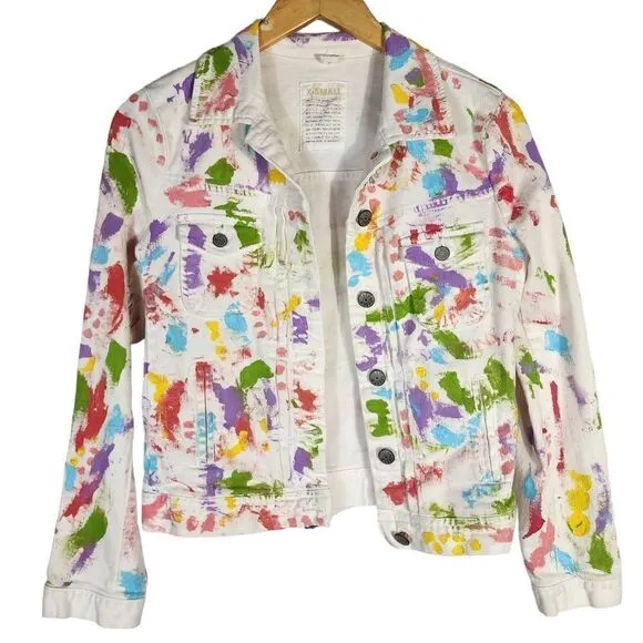 J. Crew Classic White Hand Painted Denim Jacket