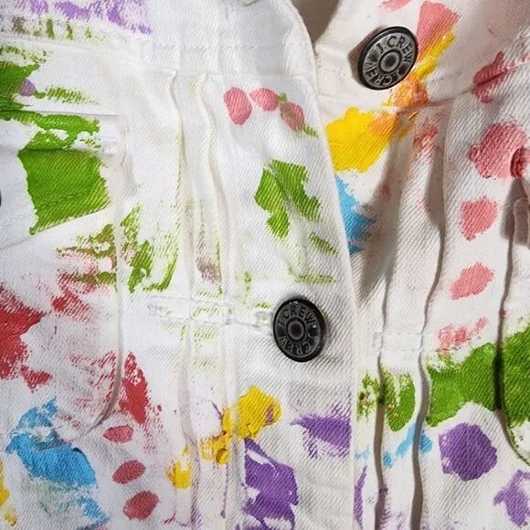 J. Crew Classic White Hand Painted Denim Jacket