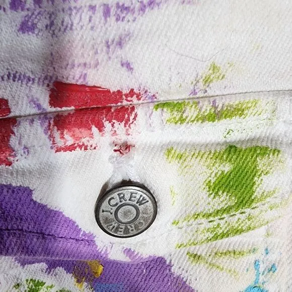 J. Crew Classic White Hand Painted Denim Jacket