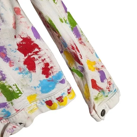 J. Crew Classic White Hand Painted Denim Jacket