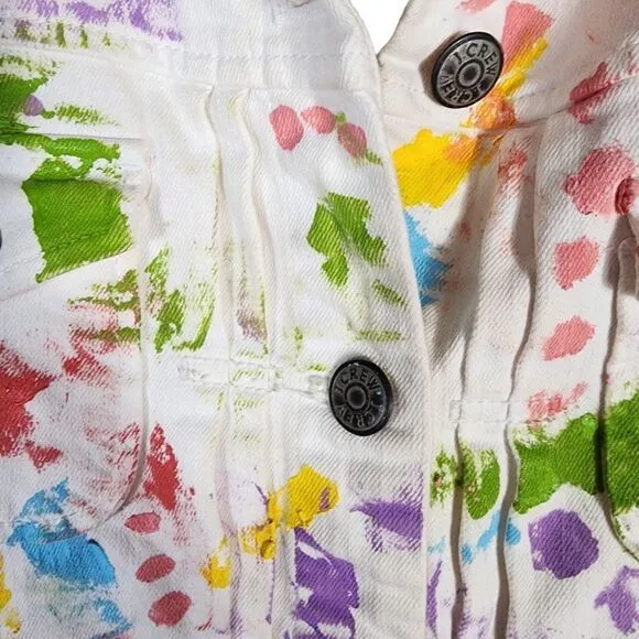 J. Crew Classic White Hand Painted Denim Jacket