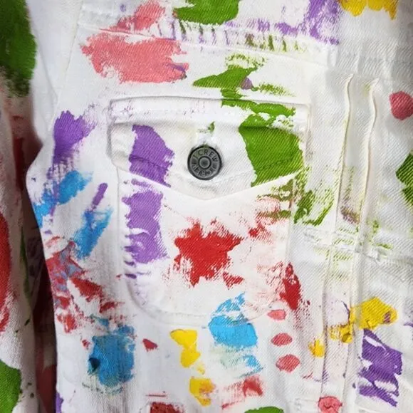 J. Crew Classic White Hand Painted Denim Jacket