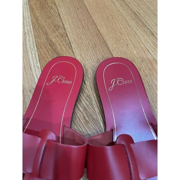 J. Crew Cyprus Women Leather Sandals Size 7 M Red Interlocking Straps Made Italy