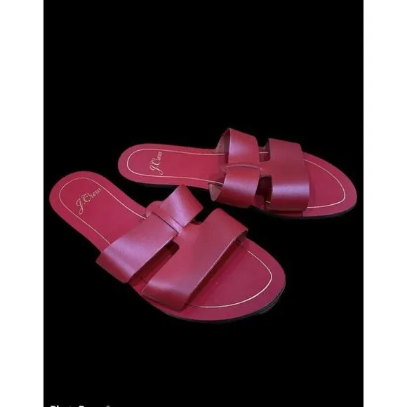 J. Crew Cyprus Women Leather Sandals Size 7 M Red Interlocking Straps Made Italy
