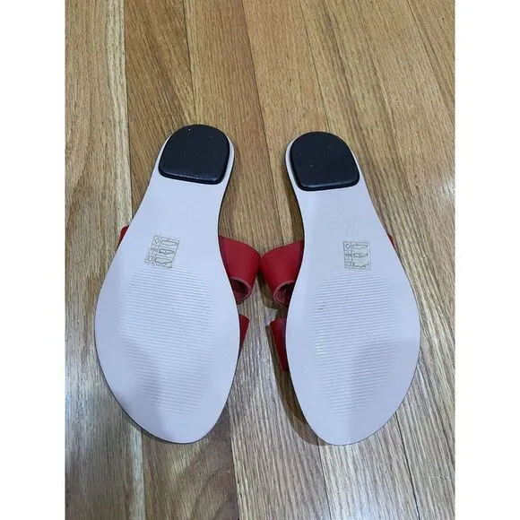J. Crew Cyprus Women Leather Sandals Size 7 M Red Interlocking Straps Made Italy