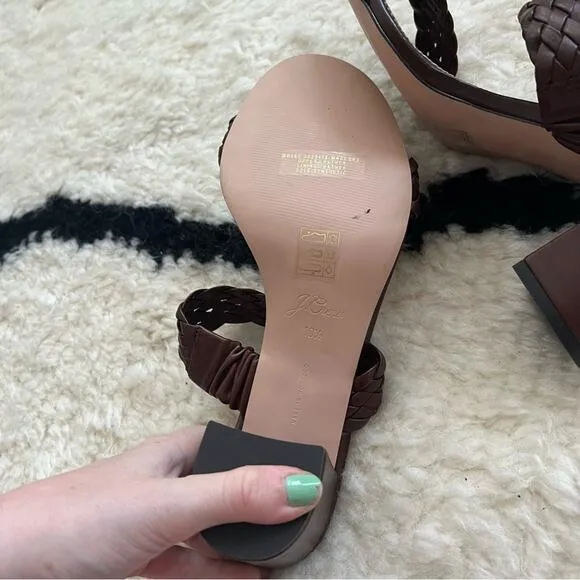 J. Crew Lucie Braided-Strap Sandals in Brown Italian leather