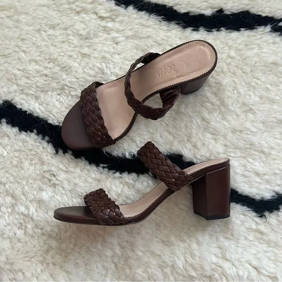 J. Crew Lucie Braided-Strap Sandals in Brown Italian leather